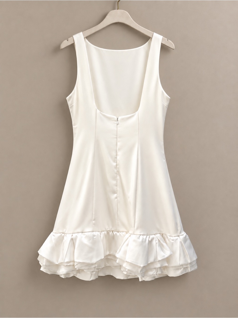Blue Blush White Ruffle-Hem Mini Dress